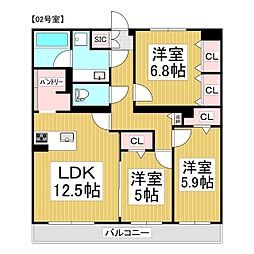 (仮)コンフォーティア広丘吉田III 3LDKの間取図画像