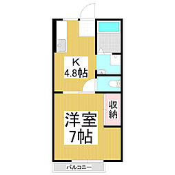 グランドハイツ南原 1Kの間取図画像