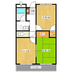サープラスツー梨花 2DKの間取図画像