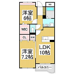 アルフレンテ 2LDKの間取図画像