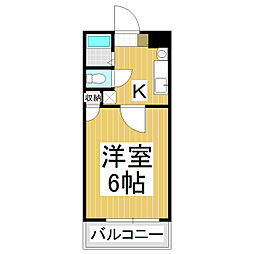 リバー奈良井ハイツB棟 1Kの間取図画像