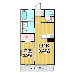 Espace原新田 1LDKの間取図画像