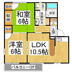 フレグランス四季B 2LDKの間取図画像