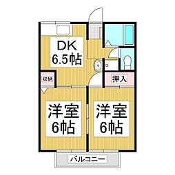 シティハイムグランヒル 2DKの間取図画像