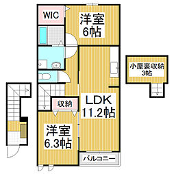 セゾンジュレ 2LDKの間取図画像