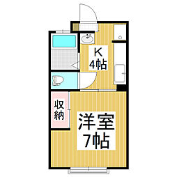 ドミールB 1Kの間取図画像