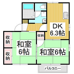 タウニィ・緑ケ丘B 2DKの間取図画像