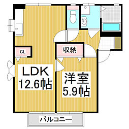 ディアスシリウスA 1LDKの間取図画像