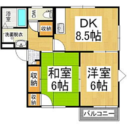 フレグランス南松本 2DKの間取図画像