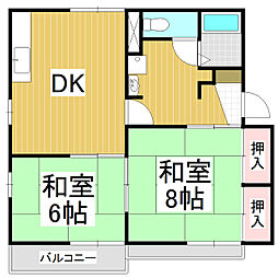 タウニィ・緑ケ丘A 2DKの間取図画像