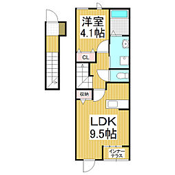 ブルースカイ 1LDKの間取図画像