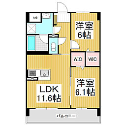 コンフォーティア広丘野村2 2LDKの間取図画像