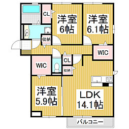 プレ・アジュール 3LDKの間取図画像
