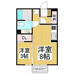 シャルマン・ジュネス 1LDKの間取図画像