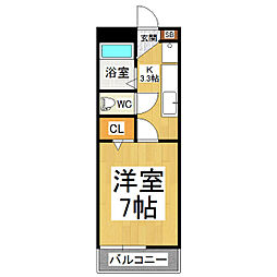 ブリリアントハウス 1Kの間取図画像
