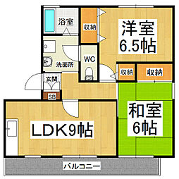 ハイカムール・むらい 2LDKの間取図画像