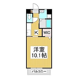 シャルムHATA 1階1Kの間取り