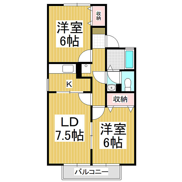 グランドール ｜長野県松本市筑摩2丁目(賃貸アパート2LDK・2階・50.82㎡)の写真 その2