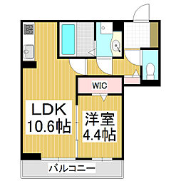 CouR18高宮W 1LDKの間取図画像