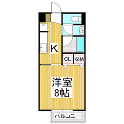Surplus　Oneアカハネ 1階1Kの間取り