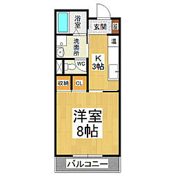 ヴィラ・ルスティカーナ 1階1Kの間取り