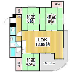 アパートメントパビヨン72 3LDKの間取図画像