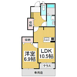 フォルテ 1階1LDKの間取り
