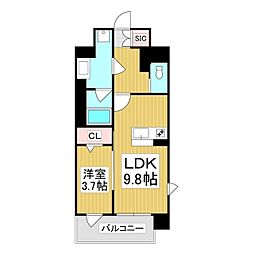 コンフォーティア広丘吉田III　A棟 1階1LDKの間取り