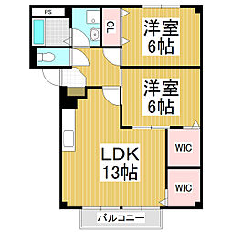 サープラススリーローデアプレイスA 2LDKの間取図画像