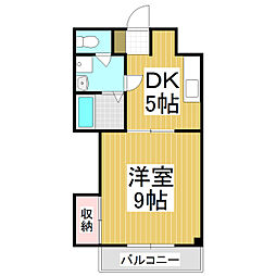 カイセー三芳 1DKの間取図画像