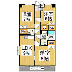 メゾンシャルム 3LDKの間取図画像