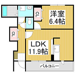サニーサイドレジデンス 1LDKの間取図画像