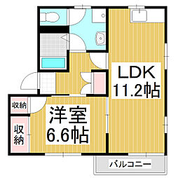 ディアス高松B 1LDKの間取図画像