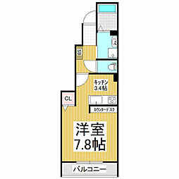 ソレアードN ワンルームの間取図画像