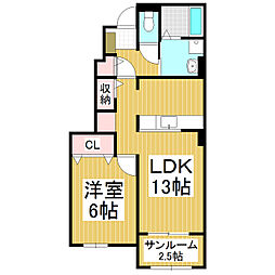 クラールハイム2 1LDKの間取図画像