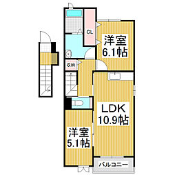 ブリーズメゾン 2LDKの間取図画像