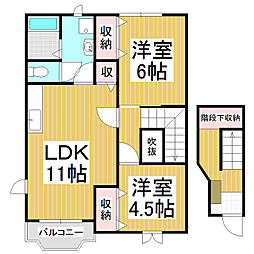エスポワール 2LDKの間取図画像