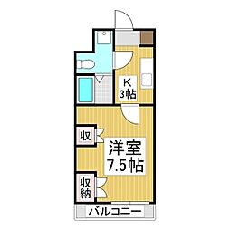 クオリティ白眉 1Kの間取図画像