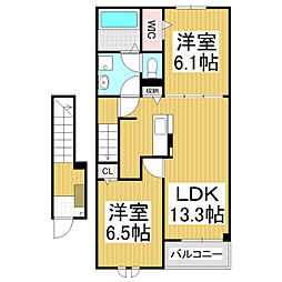 リブハピネス B 2LDKの間取図画像