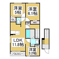 プラッツ・ルーエ 3LDKの間取図画像