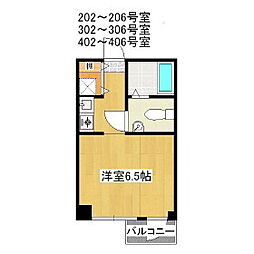 アーベイン朝倉 1Kの間取図画像