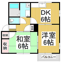 フレグランス信濃 2DKの間取図画像