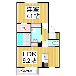 パルムドールB 1LDKの間取図画像