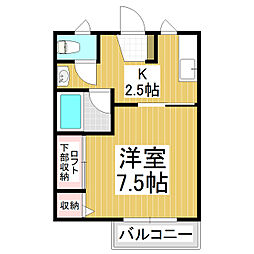 コーポポテンシャル 1Kの間取図画像