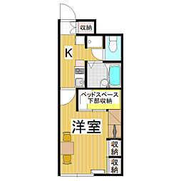 レオパレス穂高 1Kの間取図画像