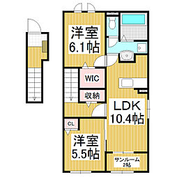 コンフォーティア信濃大町II 2LDKの間取図画像