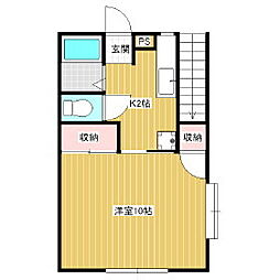 コーポユタカB 1Kの間取図画像