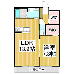 エスタシオン 1LDKの間取図画像