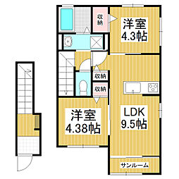 フェリーチェ北大町B 2LDKの間取図画像