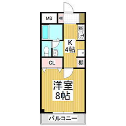 マンション北駅 1Kの間取図画像